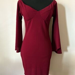 Elegant Burgundy Off-Shoulder Dress